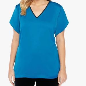 Limited Blue Blouse with Beading NWOT Medium